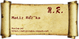 Matiz Réka névjegykártya